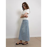 Cutting Denim Skirt [LIGHT BLUE]