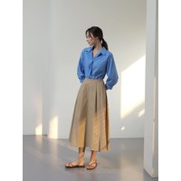 Block Pattern Shirt Wrap Maxi Dress
