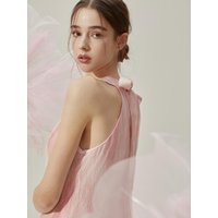 RENDEZVO Halter Ribbon Tiered Long Maxi Dress