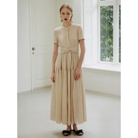 Twist Belt Shirt Dress [Beige]