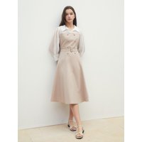 Shirt Color Block Button Flare Dress GRMOP