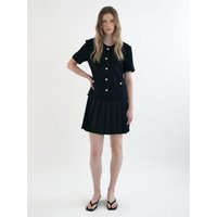 tweed pleated dress [black]