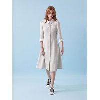 Collar Contrast Middle One-Piece Dress [Cool Grey]