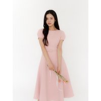 Cap-sleeve Flare Maxi Dress [Pink]