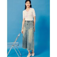 Cutting Back Slit Denim Skirt GPPSKT