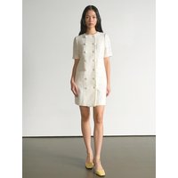 Linen Tweed Mini Dress [Ivory]