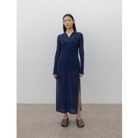 Crinkled Linen Side Slit Maxi Dress [Dawn Blue]