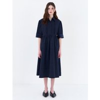 Flare Shirt Maxi Dress [Navy]