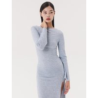 KNIT LONG SLIT DRESS [melange blue]