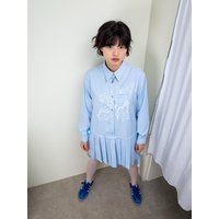 Angel Pleated Shirt Dress [Sky Blue]