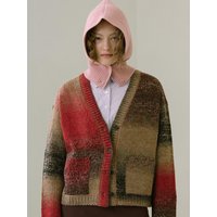 COLOR MIX CARDIGAN [RED BROWN]