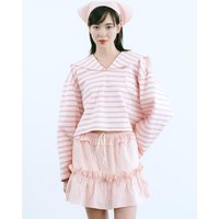 CHARLIE Crop Stripe Top [Pink]