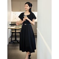 Cape Square Neck Flare Dress GRAOP