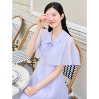 Organza Collar Midi Dress Cape Set GRAOP