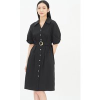 Belted Open Collar Shirt Dress BGOAF