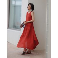 LS Stitching Irregular Long Maxi Dress