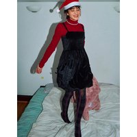 Velvet Bubble One-piece Mini Dress [black]