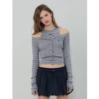 SS BAILEY OFF-SHOULDER CARDIGAN GREY