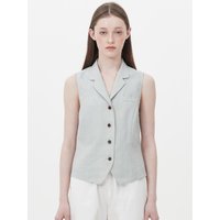 notched collar sleeveless blouse [ash GREEN]