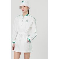 Windbreaker Nylon Half-zip Long Sleeve Dress [WHITE]