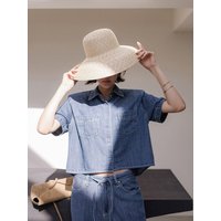Washed Denim Padded Shirt Jacket