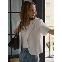 May Tweed Collar Blazer [Ivory]