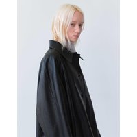 VEGAN LEATHER HALF BALMACAN COAT [BLACK]