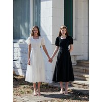 BLUE LABEL Square Neck Frill Volume Maxi Dress EROOP