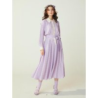 Katiacho Cool Rayon Retro Violet Dot Dress [Pink]