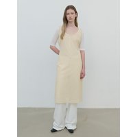 Sheer Cotton Blend Layered Dress [Light yellow]