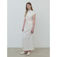 Satin Glow Drape Dress [Ivory]