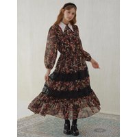 Katiacho Black Label Lace Flower Dress [Brown]