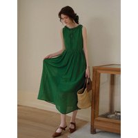 SR Tencel crepe texture dress [GREEN]