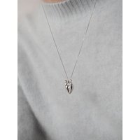 Silver Sweet Ribbon Heart Mini Bag Necklace #LSN