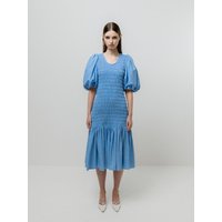 SKY SMOCKED MIDI DRESS