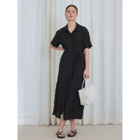 Crinkle Shirt-Style One-Piece Dress JZOPK