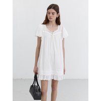 PUFF SHIRRING MINI DRESS [WHITE] UDDRBWT