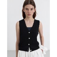 CROCHET OPEN KNIT VEST BLAZER [BLACK] UDSWBBK