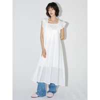 Frilled Eyelet Long Dress [WHITE]