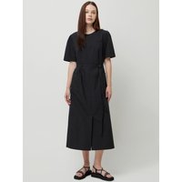Wrinkle Belted One-Piece Dress SAOPBK [Black]