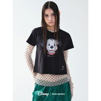 DALMATIAN SMILE PRINTING CROP TOP [BLACK]