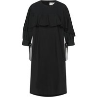 Ruffle Balloon Sleeve Dress [Black]