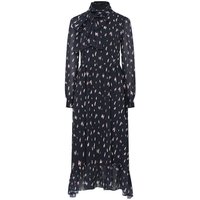Printed Ribbon Long Dress Black