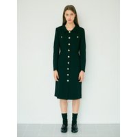 EJnolee WHITE Flame Petal Collar Midi Dress [Black]