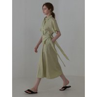 Cotton Shirt Dress [GREEN]