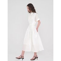 Shirt Pin-tuck Maxi Dress [WHITE]