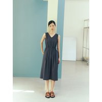 V-neck Shirring Long Dress AREO