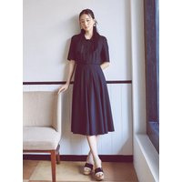 Summer Wool Belted Half Sleeve Dress