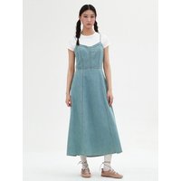 SLEEVELESS DENIM-LIKE DRESS [BLUE]