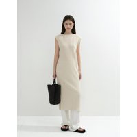 Pleated Ribbed Knit Maxi Dress [Buttery Yellow]